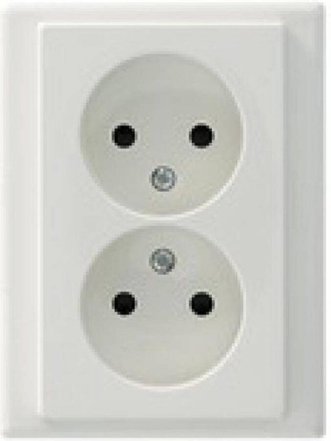 Merten Atelier dubbel stopcontact zonder randaarde en volle afdekplaat inbouw WIT
