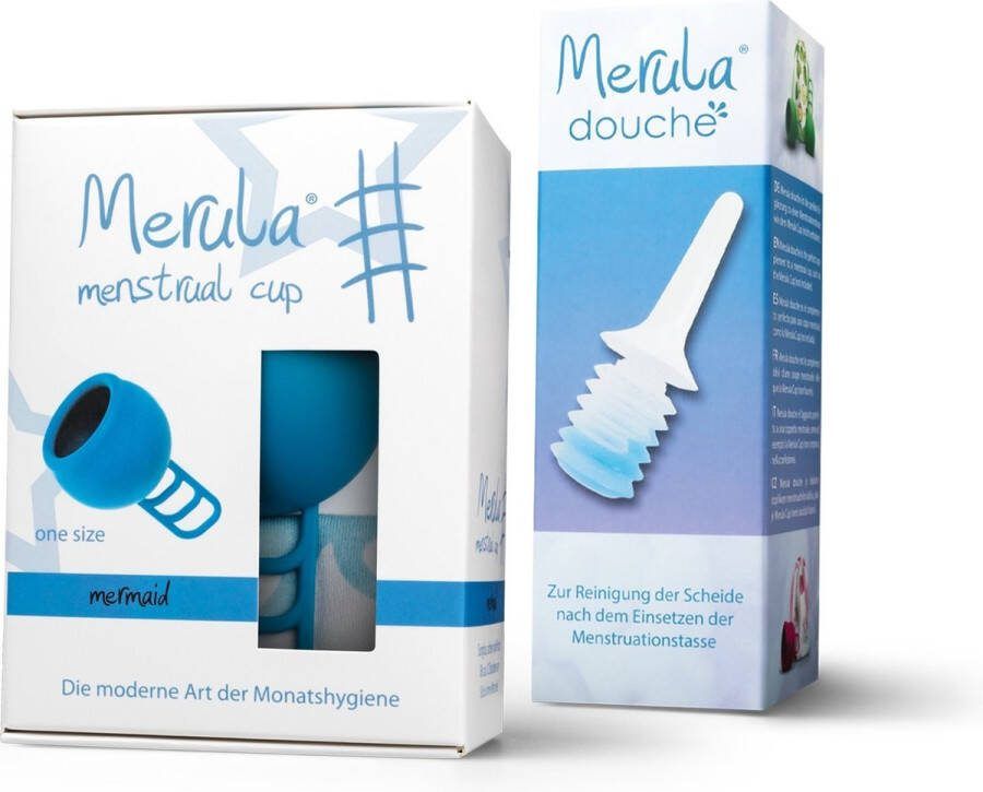 Merula menstruatie cup + douche mermaid blauw
