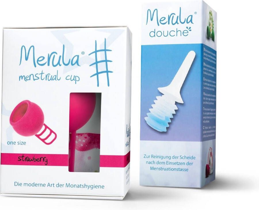 Merula menstruatie cup + douche strawberry roze