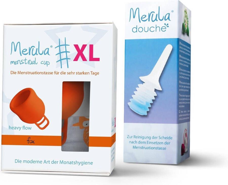 Merula menstruatie cup XL + douche fox oranje