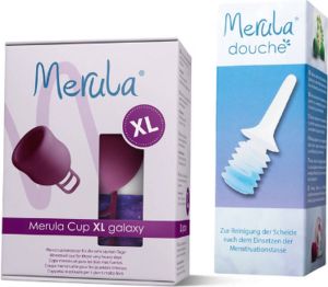 Merula menstruatie cup XL + douche Galaxy Paars