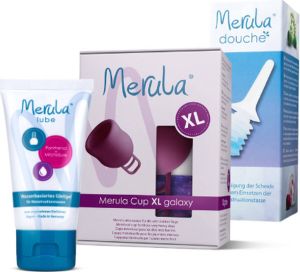 Merula menstruatie cup XL incl glijmiddel + douche Galaxy paars