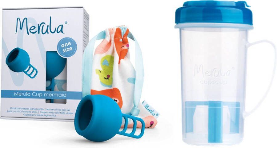 Merula Menstruatiecup + Cupscup One size Mermaid blauw