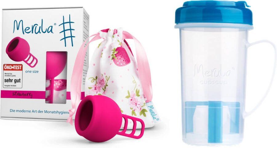 Merula Menstruatiecup + Cupscup One size Strawberry roze