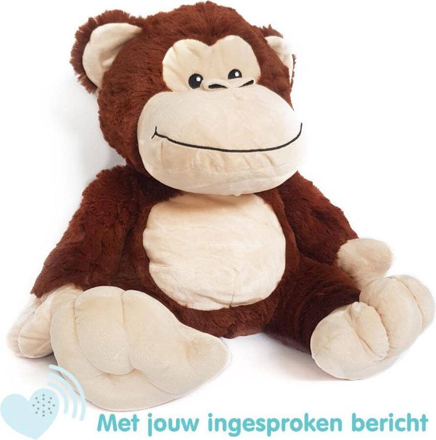 Message in a Cuddle Knuffel met jouw ingesproken bericht Aap Apenknuffel 45cm Inclusief Voice Recorder Cadeau: Valentijn – Moederdag – Vaderdag – Jubileum Kraamcadeau Knuffel met geluid met jouw eigen stem Knuffel Boodschap –