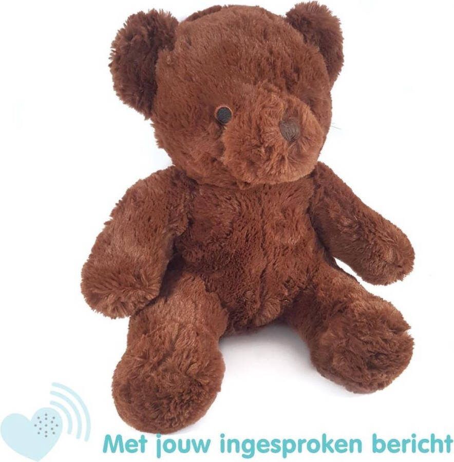 Message in a Cuddle Knuffel met jouw ingesproken bericht Beer (Bruin) knuffel 45cm Inclusief Voice Recorder Cadeau: Valentijn – Moederdag – Vaderdag – Jubileum Kraamcadeau Knuffel met geluid met jouw eigen stem Knuffel Boodschap –