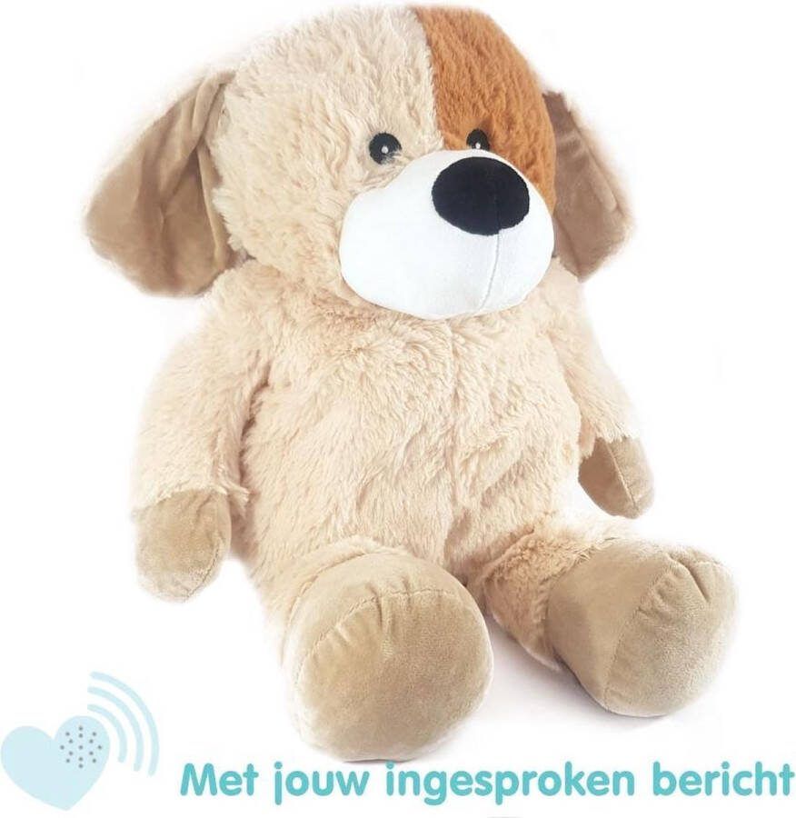 Message in a Cuddle Knuffel met jouw ingesproken bericht Hond Hondenknuffel 45cm Inclusief Voice Recorder Cadeau: Valentijn – Moederdag – Vaderdag – Jubileum Kraamcadeau Knuffel met geluid met jouw eigen stem Knuffel Boodschap –