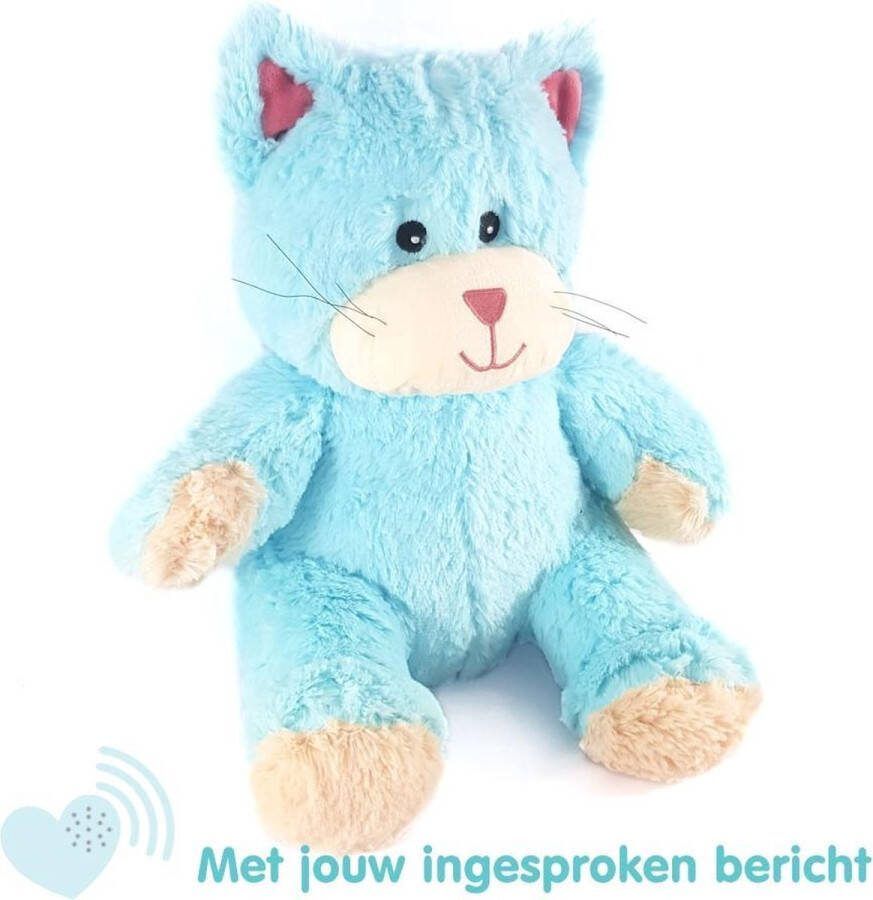 Message in a Cuddle Knuffel met jouw ingesproken bericht Kat Poes knuffel 45cm Inclusief Voice Recorder Cadeau: Valentijn – Moederdag – Vaderdag – Jubileum Kraamcadeau Knuffel met geluid met jouw eigen stem Knuffel Boodschap –