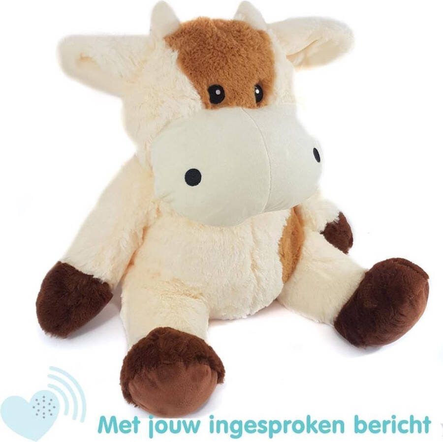 Message in a Cuddle Knuffel met jouw ingesproken bericht Koe Koeienknuffel 45cm Inclusief Voice Recorder Cadeau: Valentijn – Moederdag – Vaderdag – Jubileum Kraamcadeau Knuffel met geluid met jouw eigen stem Knuffel Boodschap –