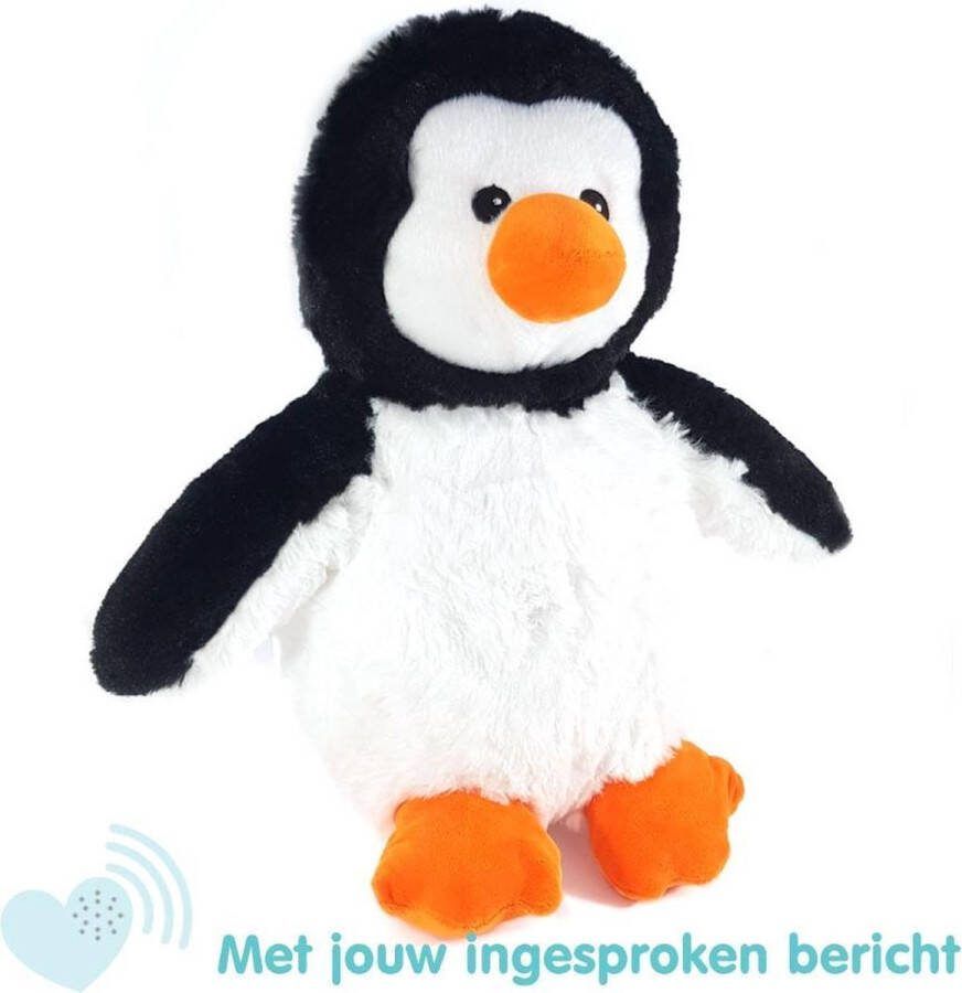 Message in a Cuddle Knuffel met jouw ingesproken bericht Pinguin knuffel 45cm Inclusief Voice Recorder Cadeau: Valentijn – Moederdag – Vaderdag – Jubileum Kraamcadeau Knuffel met geluid met jouw eigen stem Knuffel Boodschap –