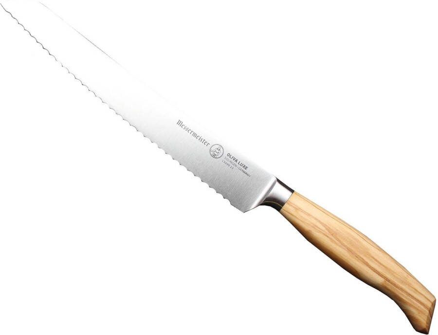 Messermeister Oliva Elite Elegant 23 cm Broodmes met Olijfhouten Handvat Duitse Precisie