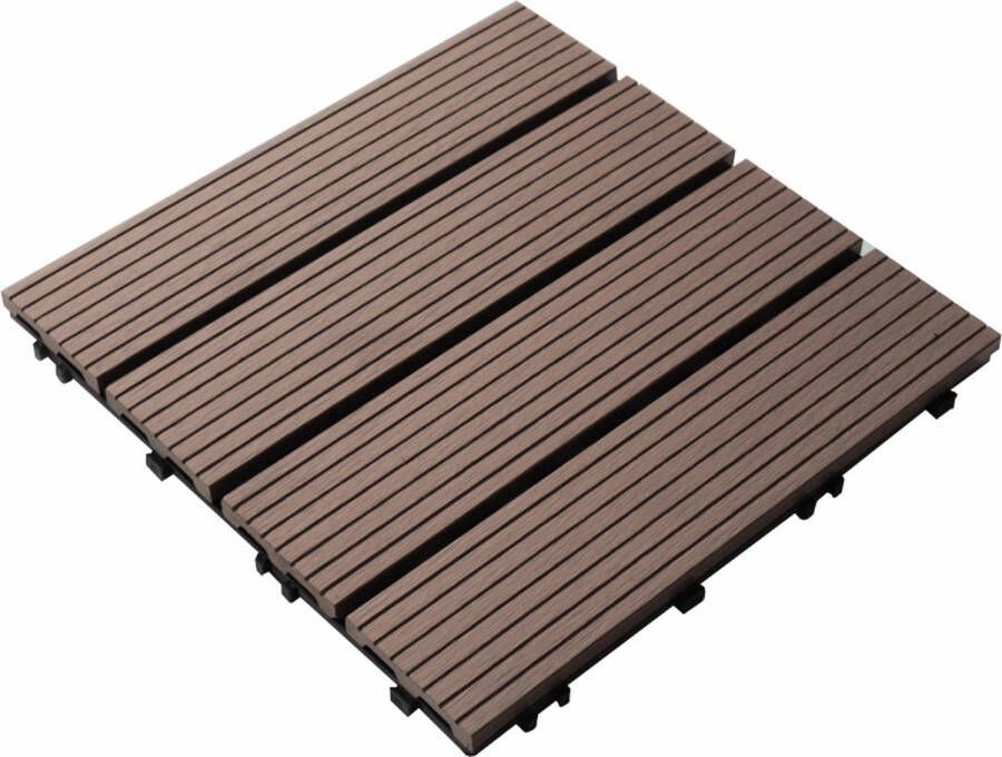 Meta work Terrasplanken Coffee WPC Vlonder Tegels 30x30cm Tuintegels Set van 11 1 m2 Teakhout