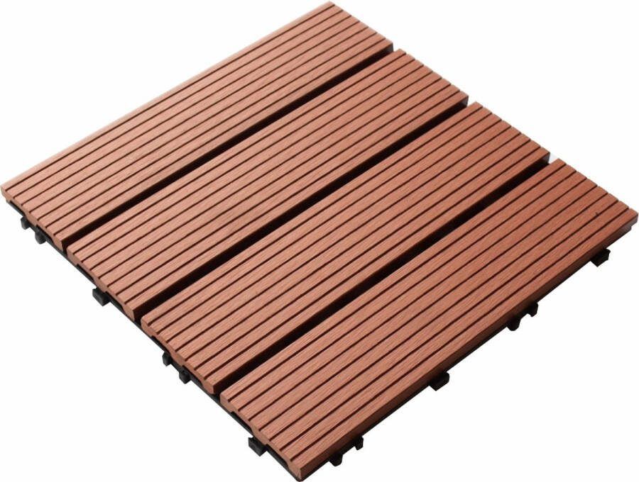 Meta work Terrasplanken Teak WPC Vlonder Tegels 30x30cm Tuintegels Set van 11 1 m2 Teakhout