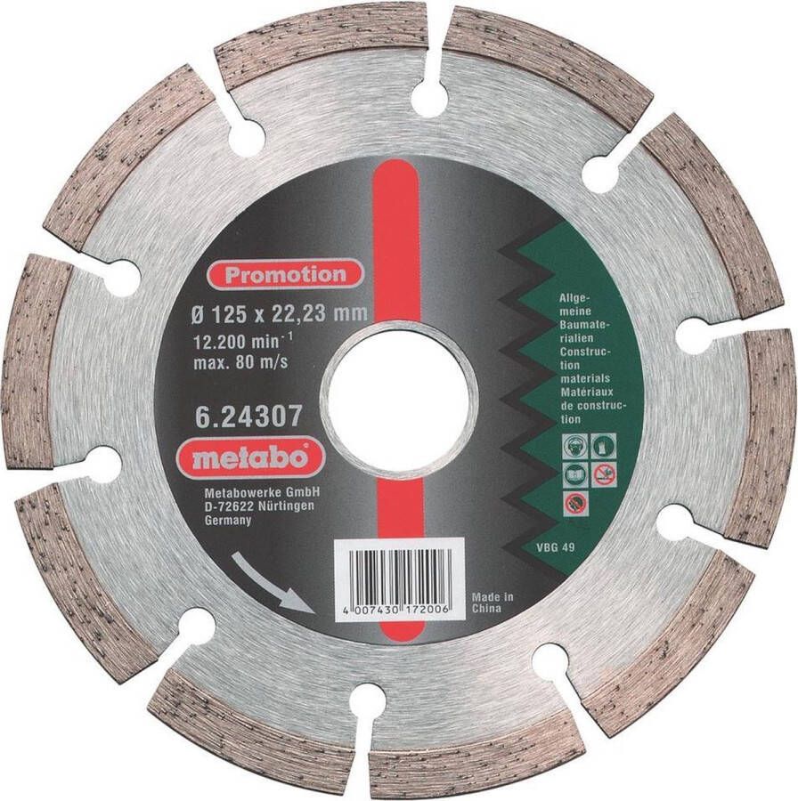 Metabo 624307000 Diamantdoorslijpschijf 125 x 22 23mm Beton
