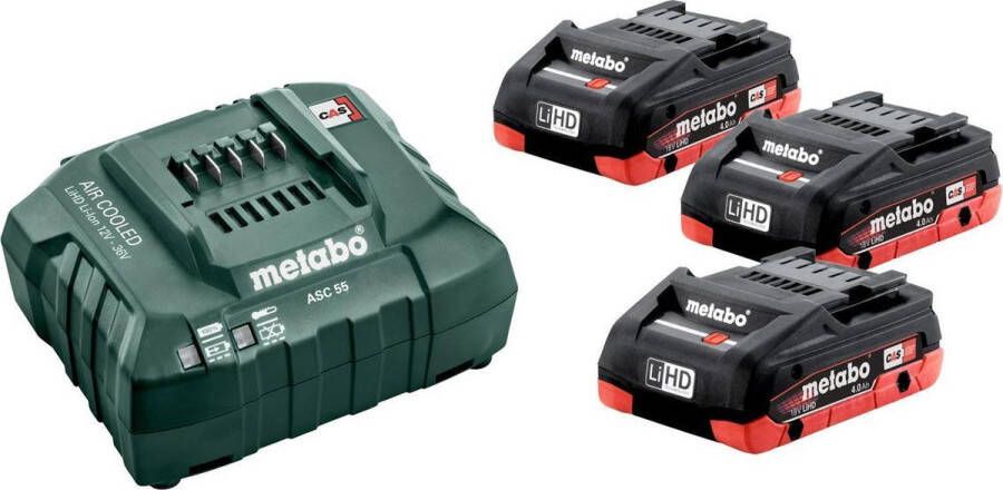 Metabo Basic-Set 3 x LiHD 4.0 Ah 685132000 Accu en acculader voor gereedschap 4.0 Ah LiHD