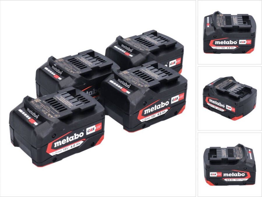Metabo accuset 4x Li-Power accupack 18 V 4 0 Ah CAS Li-Ion ( 4x 625027000 ) met laadniveau-indicator
