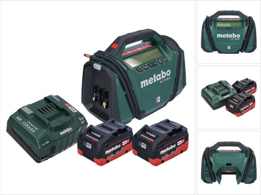 Metabo AK 18 Multi accucompressor 18 V 11 bar + 2x oplaadbare accu 5 Ah + lader