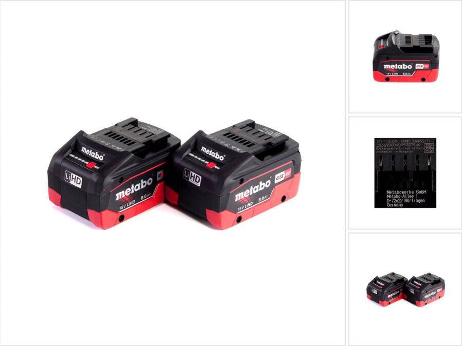 Metabo basis accuset 18V met 2x LiHD 8.0Ah accu ( 625369000 )
