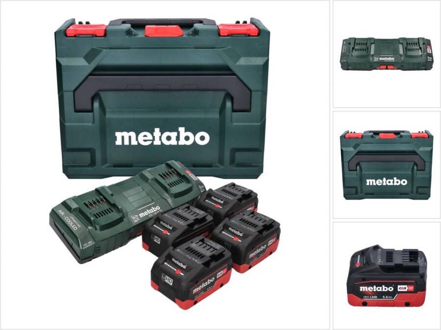 Metabo Basis-set 4 x LiHD 5.5 Ah + ASC 145 Duolader + Metaloc