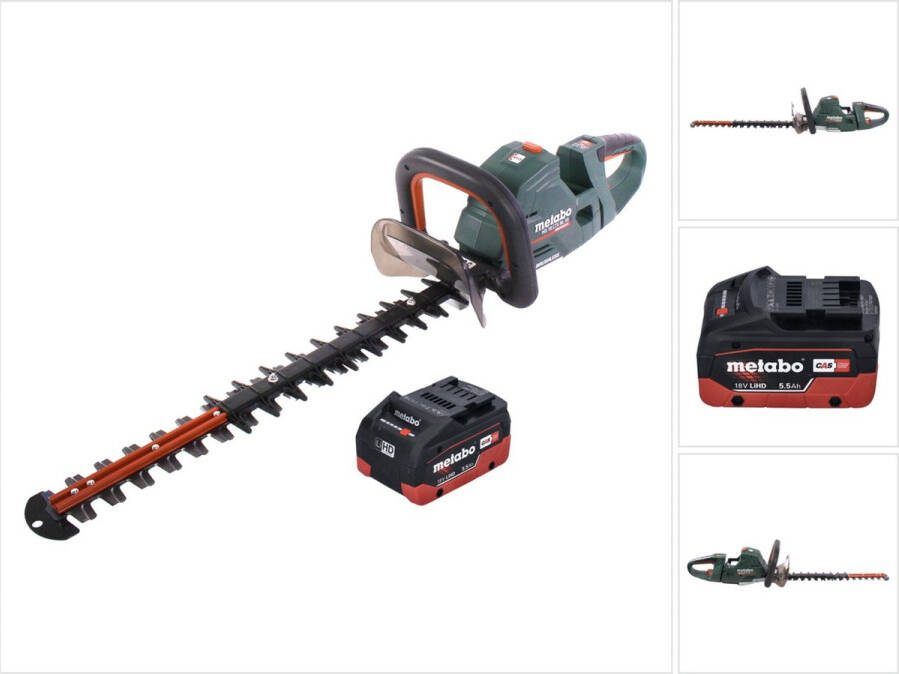 Metabo HS 18 LTX BL 55 accu heggenschaar 18 V 50 cm borstelloos + 1x accu 5 Ah zonder oplader
