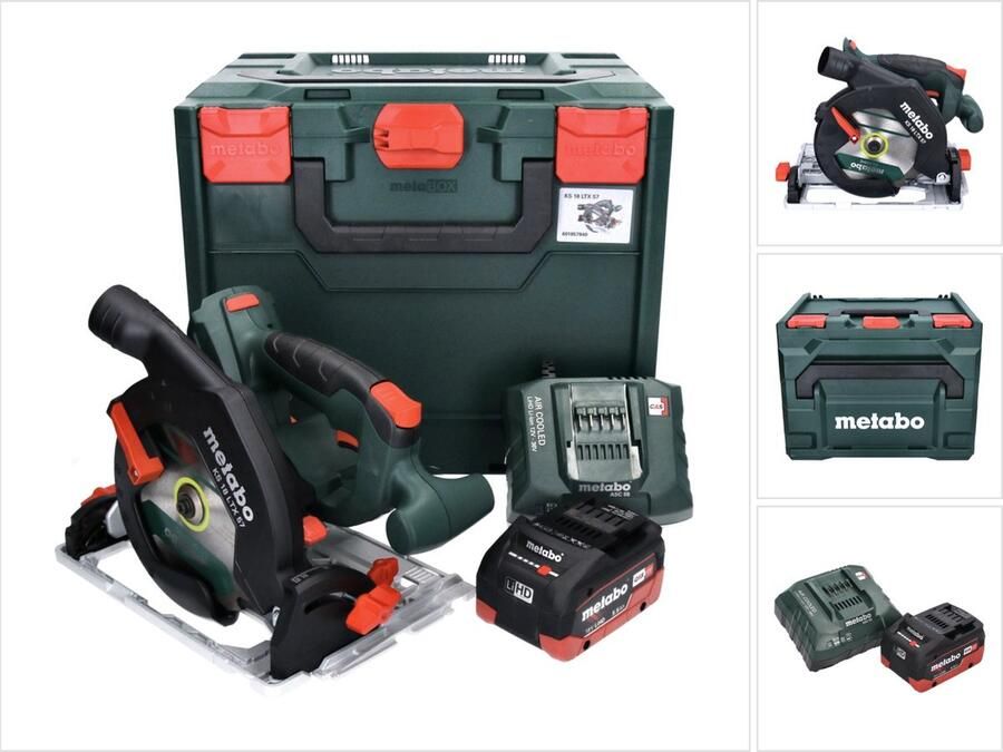 Metabo KS 18 LTX 57 Accucirkelzaag 18 V 165 mm + 1x accu 5 Ah + lader + X