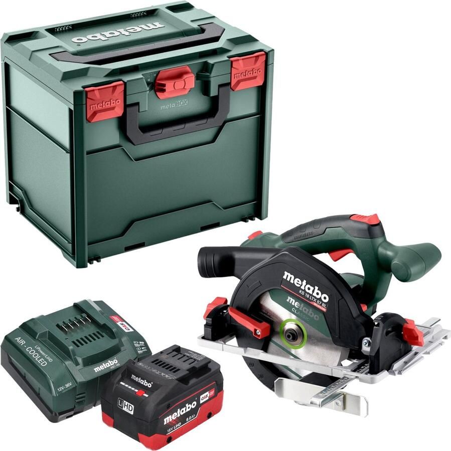 Metabo KS 18 LTX 57 BL accucirkelzaag 18 V 57 mm + 1x LiHD accu 8.0 Ah + lader + x