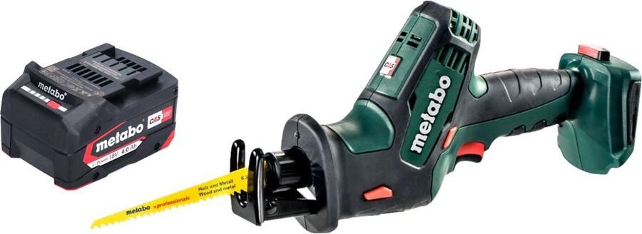 Metabo SSE 18 LTX Compacte accu reciprozaag 18 V 13 mm + 1x accu 4.0 Ah zonder oplader