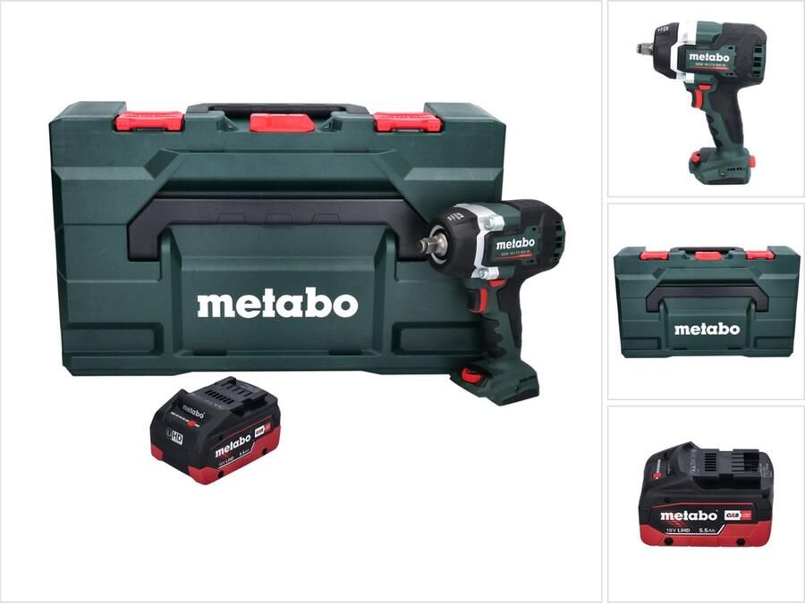 Metabo SSW 18 LTX 800 BL accuslagmoersleutel 18 V 800 Nm 1 2 borstelloos + 1x oplaadbare accu 5 Ah + X zonder oplader