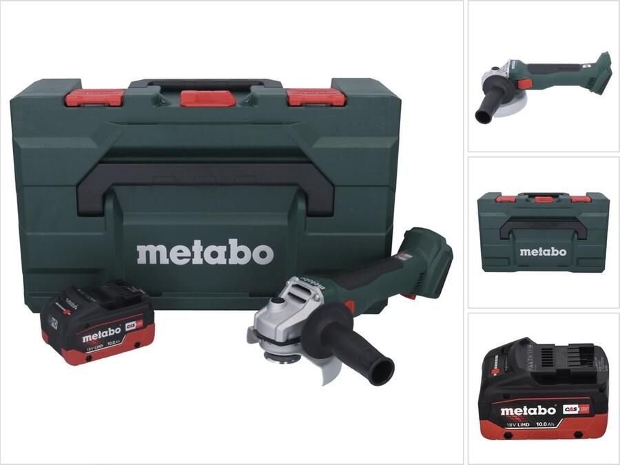 Metabo W 18 L BL 9-125 Snoerloze haakse slijper 18 V 125 mm borstelloos + 1x accu 10.0 Ah + X zonder lader