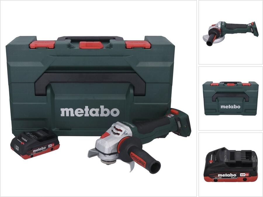 Metabo WPBA 18 LTX BL 15-125 Quick DS accu haakse slijper 18 V 125 mm borstelloos + 1x accu 4.0 Ah + X zonder lader
