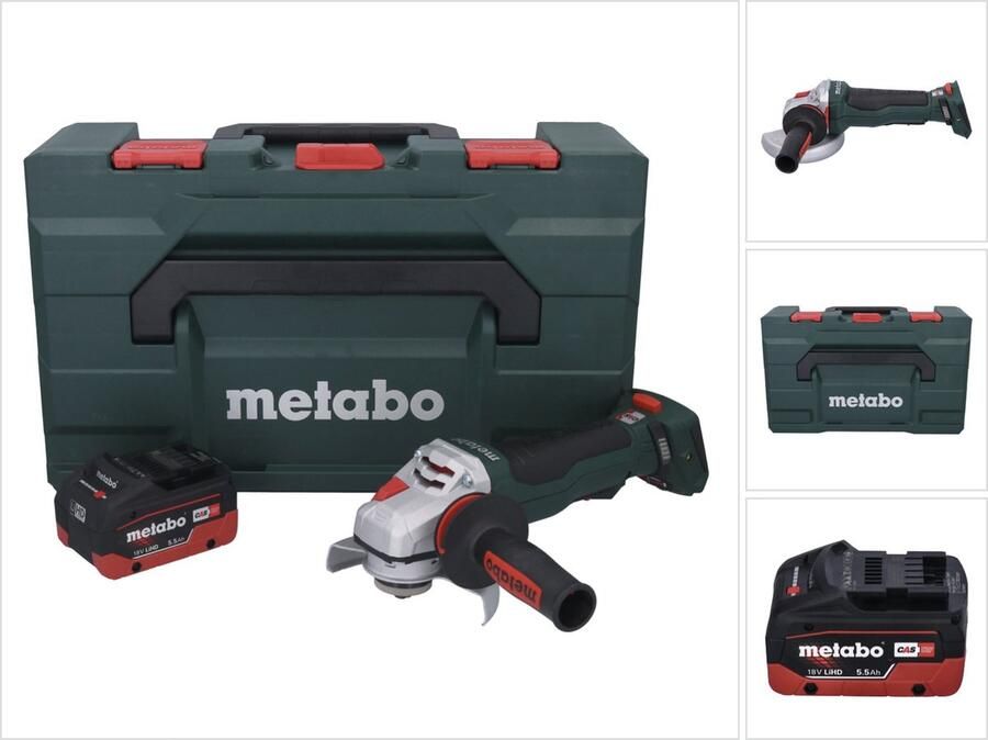 Metabo WPBA 18 LTX BL 15-125 Quick DS accu haakse slijper 18 V 125 mm borstelloos + 1x accu 5 Ah + X zonder lader