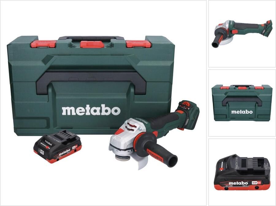 Metabo WVB 18 LTX BL 15-125 Quick accu haakse slijper 18 V 125 mm borstelloos + 1x accu 4.0 Ah + X zonder lader