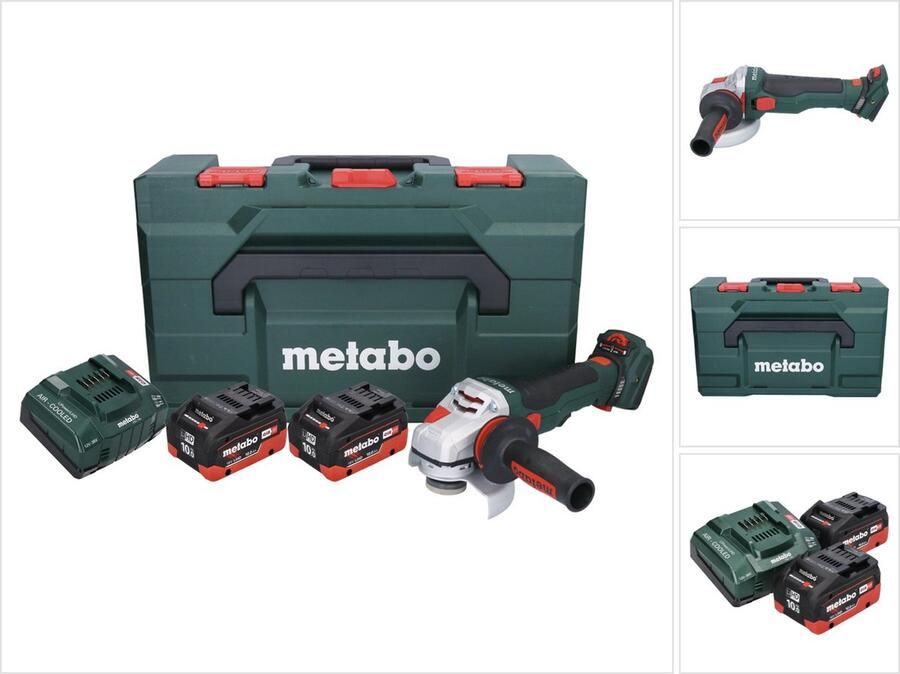 Metabo WVB 18 LTX BL 15-125 Quick accu haakse slijper 18 V 125 mm borstelloos + 2x accu 10.0 Ah + lader + X