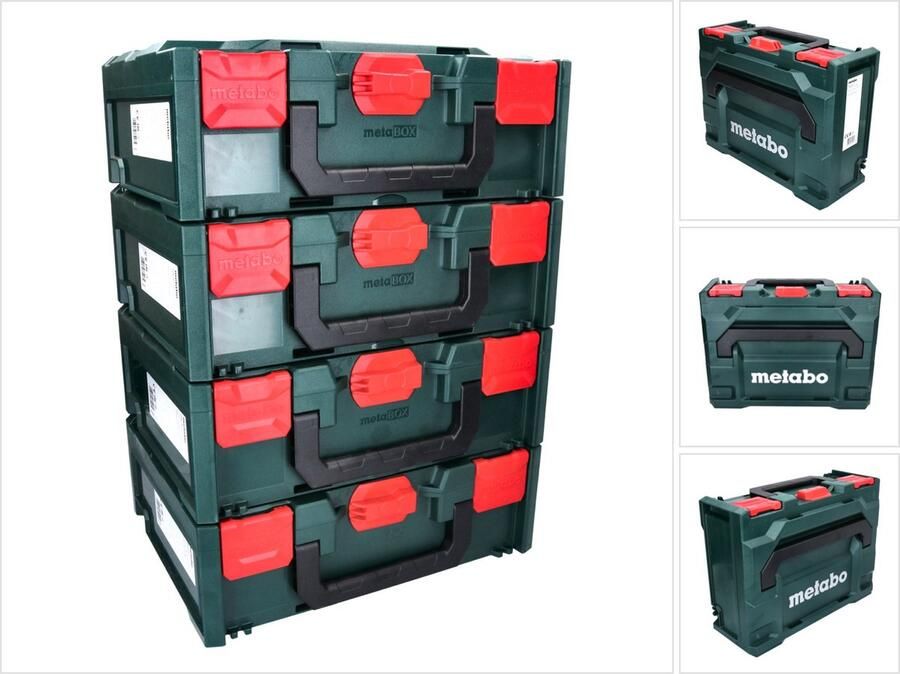 Metabo X 145 Set 4x Systeem Gereedschapskoffer Stapelbaar 396 x 296 x 145 mm zonder inzetstuk