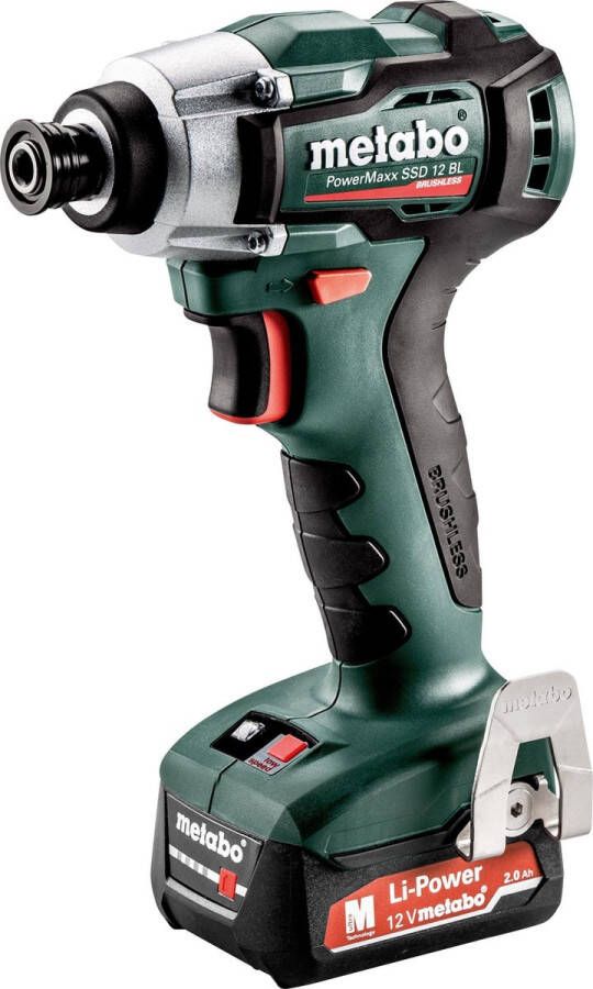 Metabo PowerMaxx SSD 12 BL 12V Li-Ion accu slagschroevendraaier set (2x 2 0Ah accu) in koffer koolborstelloos