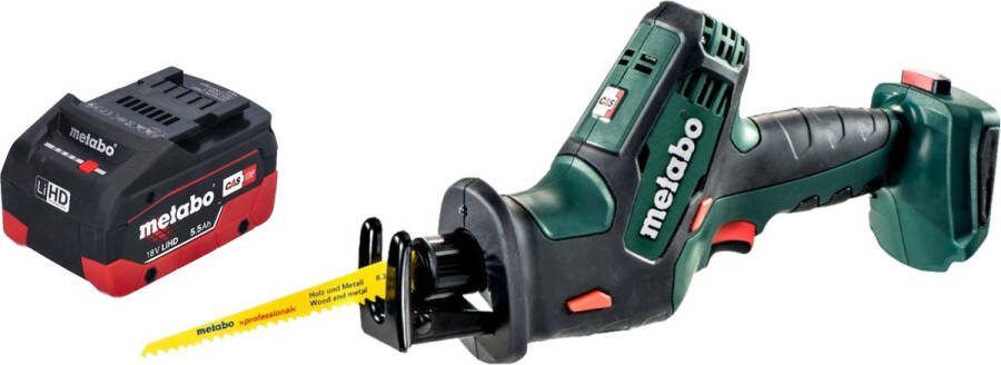Metabo SSE 18 LTX Compact accu reciprozaag 18 V 13 mm + 1x LiHD accu 5 Ah zonder oplader