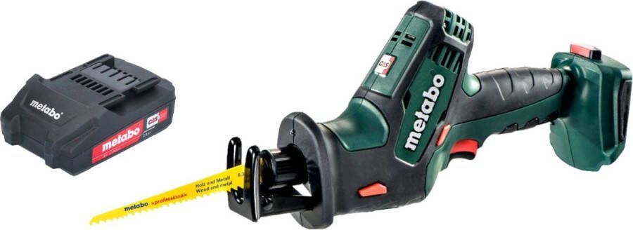 Metabo SSE 18 LTX Compacte accu reciprozaag 18 V 13 mm + 1x accu 2.0 Ah zonder oplader