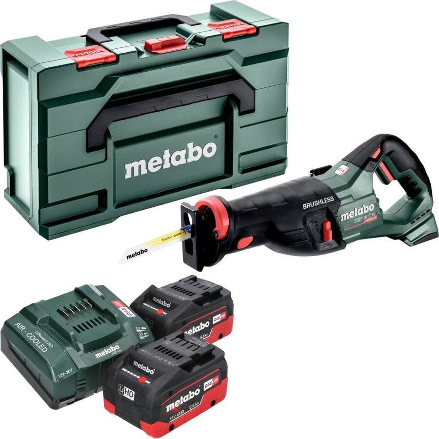 Metabo SSEP 18 LT BL accu reciprozaag 18 V 32 mm borstelloos + 2x LiHD accu 5 Ah + lader + x