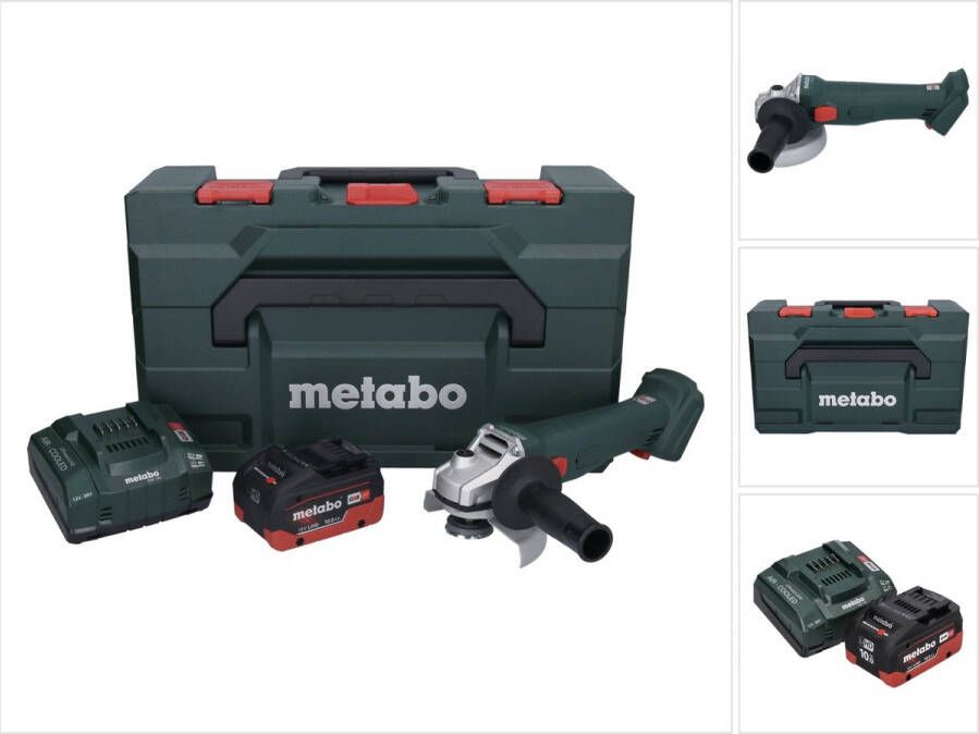 Metabo W 18 L 9-125 accu haakse slijper 18 V 125 mm + 1x accu 10.0 Ah + lader + X