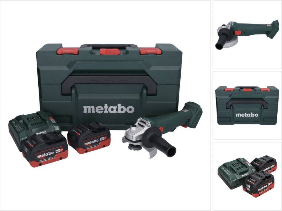 Metabo W 18 L 9-125 accu haakse slijper 18 V 125 mm + 2x accu 10.0 Ah + lader + X