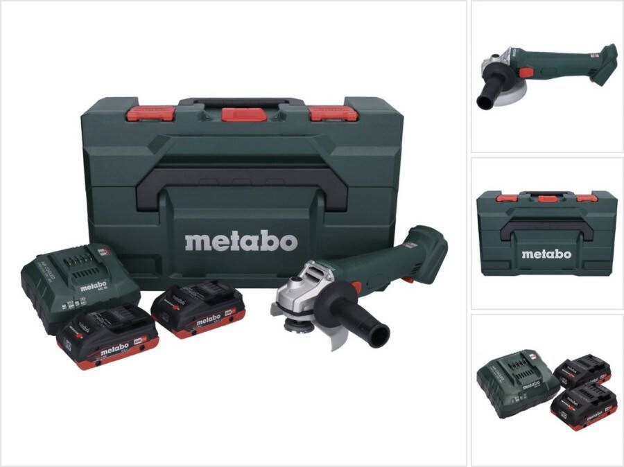 Metabo W 18 L 9-125 accu haakse slijper 18 V 125 mm + 2x accu 4.0 Ah + lader + X