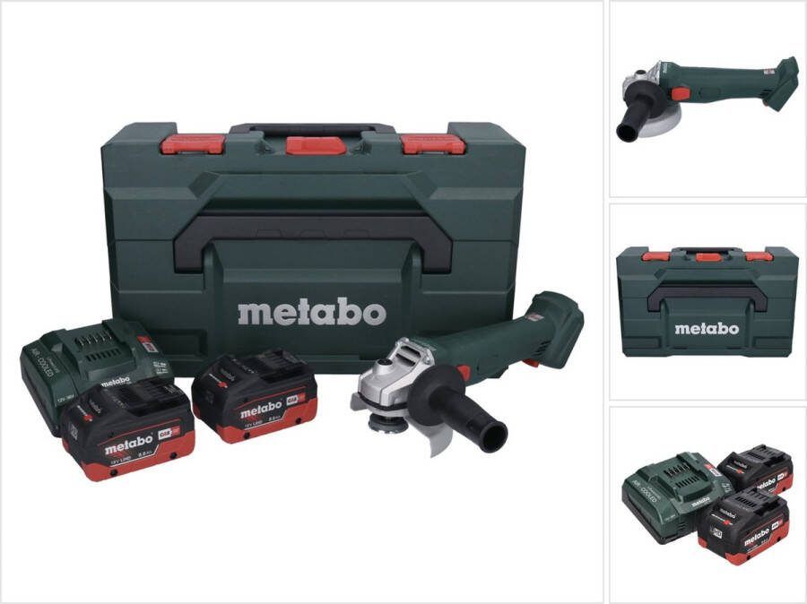 Metabo W 18 L 9-125 accu haakse slijper 18 V 125 mm + 2x accu 8.0 Ah + lader + X