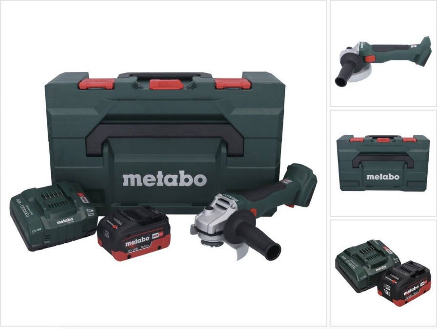 Metabo W 18 L BL 9-125 accu haakse slijper 18 V 125 mm borstelloos + 1x oplaadbare accu 10.0 Ah + lader + X