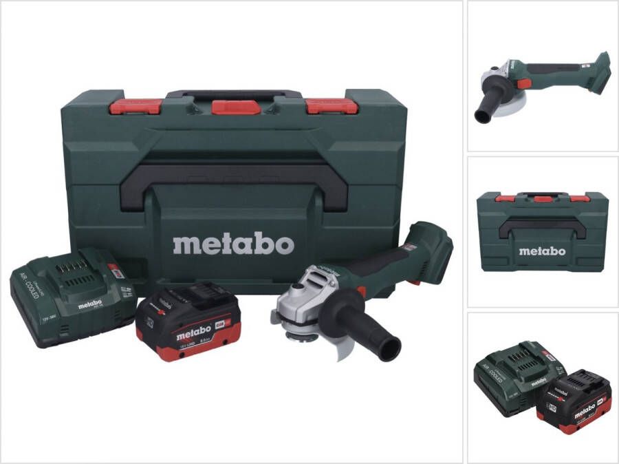 Metabo W 18 L BL 9-125 Snoerloze haakse slijper 18 V 125 mm borstelloos + 1x accu 8.0 Ah + lader + X