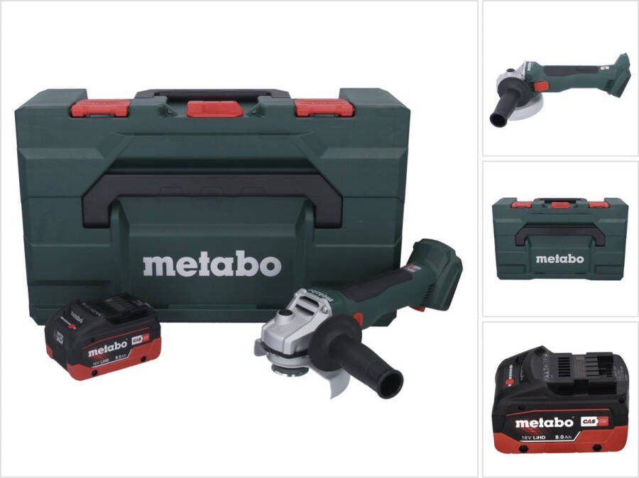 Metabo W 18 L BL 9-125 Snoerloze haakse slijper 18 V 125 mm borstelloos + 1x accu 8.0 Ah + X zonder lader