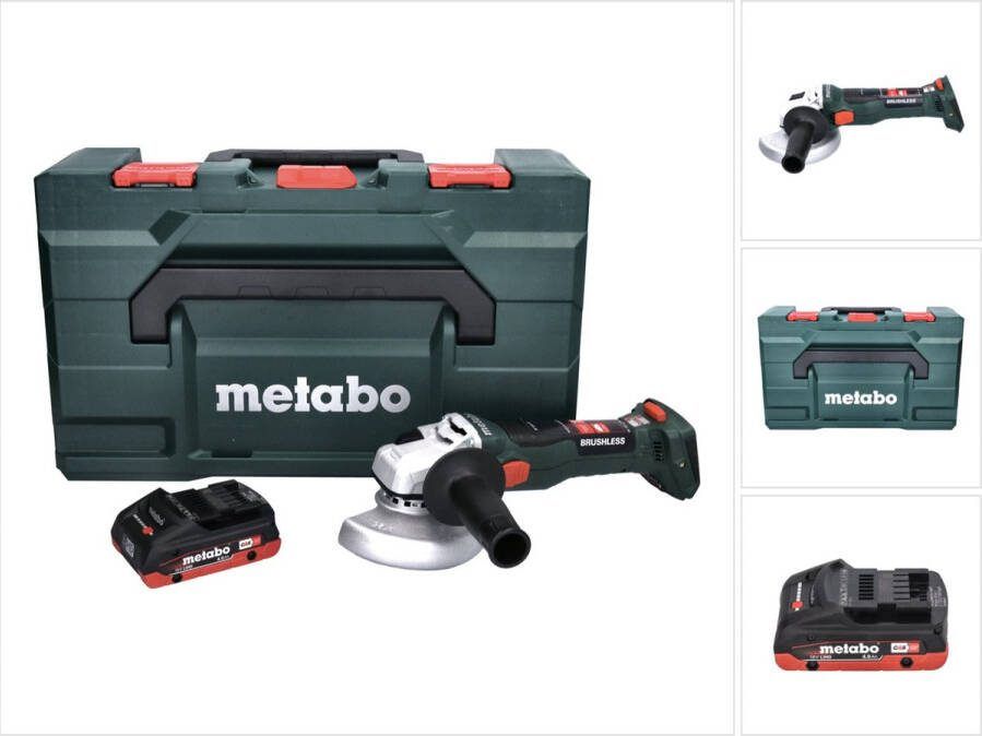 Metabo W 18 LT BL 11-125 Snoerloze haakse slijper 18 V 125 mm borstelloos + 1x accu 4.0 Ah + X zonder lader