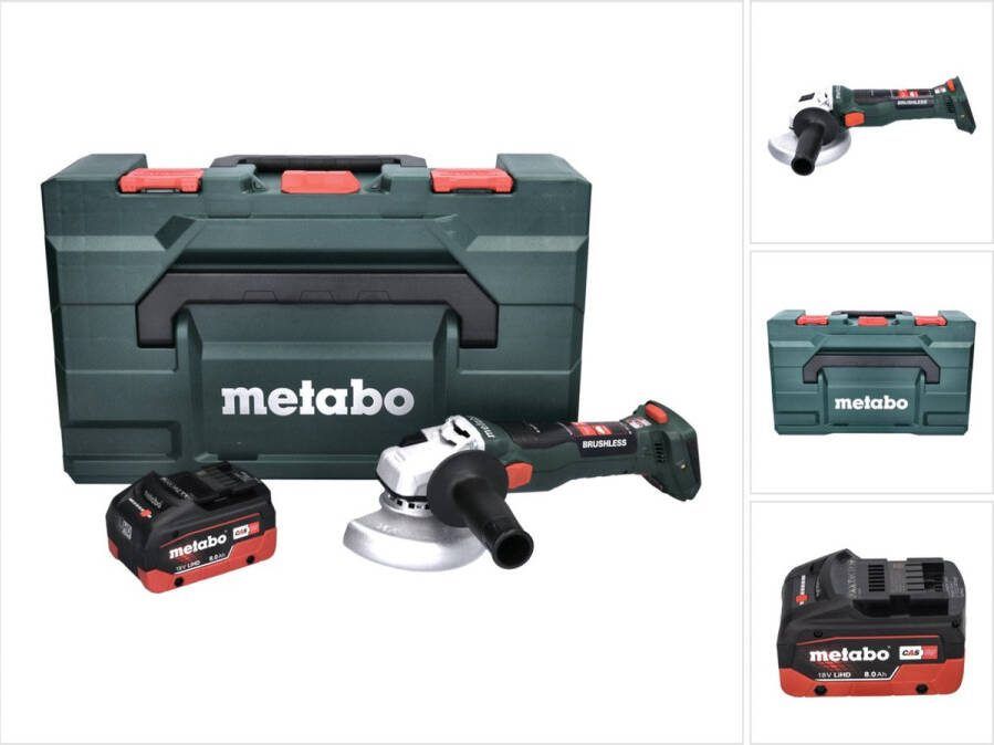 Metabo W 18 LT BL 11-125 Snoerloze haakse slijper 18 V 125 mm borstelloos + 1x accu 8.0 Ah + X zonder lader