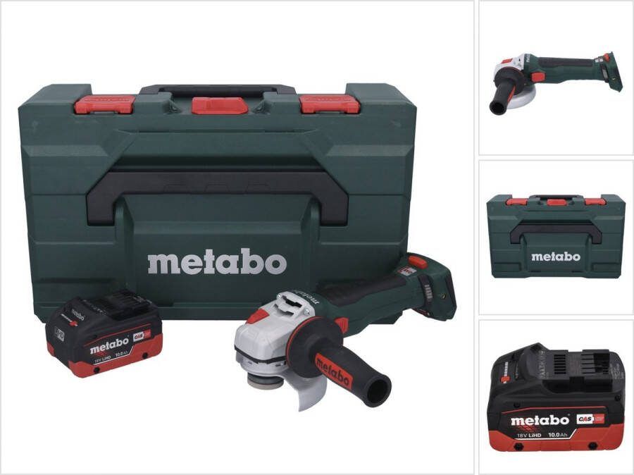 Metabo WB 18 LT BL 11-125 Quick accu haakse slijper 18 V 125 mm borstelloos + 1x accu 10.0 Ah + X zonder lader