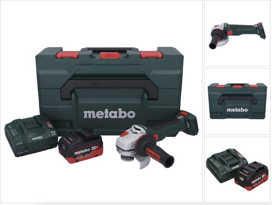 Metabo WB 18 LT BL 11-125 Quick accu haakse slijper 18 V 125 mm borstelloos + 1x accu 8.0 Ah + lader + X
