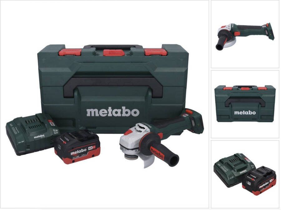Metabo WB 18 LT BL 11-125 Quick accu haakse slijper 18 V 125 mm borstelloos + 1x oplaadbare accu 5 Ah + lader + X